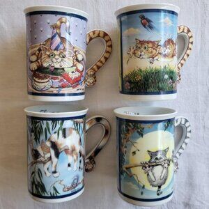 Set of 4 Comical Cats Collector Mugs by Gary Pattterson